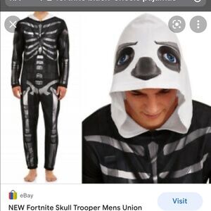 Fortnite Black Skull Trooper Hoodie Warm Onesie Pajamas